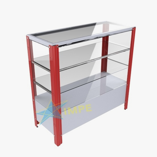 Balcão Vitrine Flex - 100cm - Tampo em Vidro
